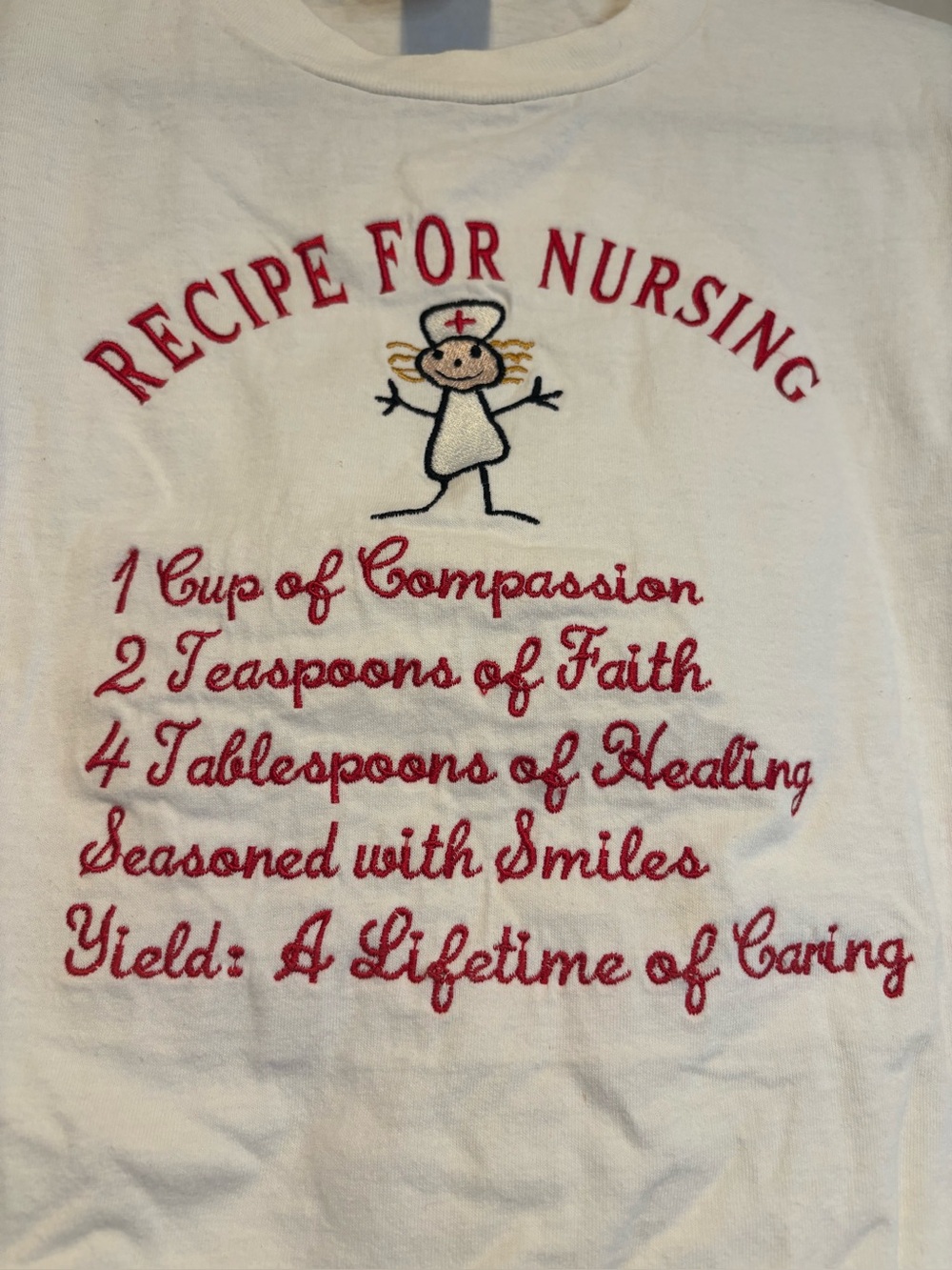 VTG Nurse Embroidered Shirt Short Sleeve Tee Cute Gift Hospital XL